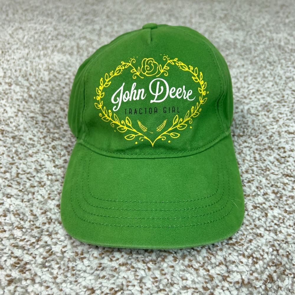 John Deere Hat Youth One Size Green Casual Tractor Girl Farming Kids Logog Cap